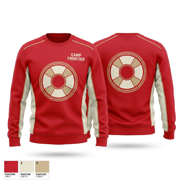 Crew Neck Sweatshirt, Camp Frontier, Swimming, Teamtime, Team time, sublimation, custom sports apparel, team uniforms, spirit wear, spiritwear, sports uniforms, custom shirts, team store, custom team store, fundraiser sports, apparel fundraiser