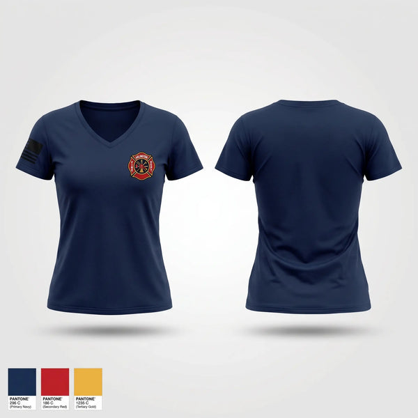 Womens Short Sleeve Vneck Shirt, Jake, Fire Department, Teamtime, Team time, sublimation, custom sports apparel, team uniforms, spirit wear, spiritwear, sports uniforms, custom shirts, team store, custom team store, fundraiser sports, apparel fundraiser