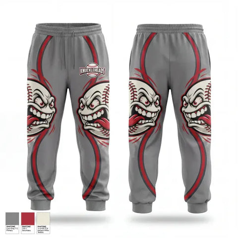 Sweatpants, Knuckleheads, Baseball, Teamtime, Team time, sublimation, custom sports apparel, team uniforms, spirit wear, spiritwear, sports uniforms, custom shirts, team store, custom team store, fundraiser sports, apparel fundraiser