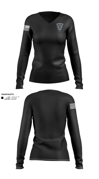 Womens Long Sleeve Vneck Shirt, Palisades Park Police Department Public, Police, Teamtime, Team time, sublimation, custom sports apparel, team uniforms, spirit wear, spiritwear, sports uniforms, custom shirts, team store, custom team store, fundraiser sports, apparel fundraiser