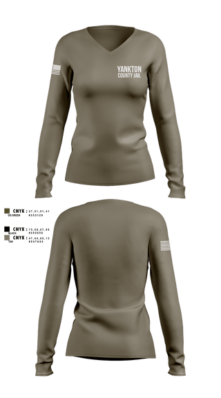 Womens Long Sleeve Vneck Shirt, Yankton County Jail, Police, Teamtime, Team time, sublimation, custom sports apparel, team uniforms, spirit wear, spiritwear, sports uniforms, custom shirts, team store, custom team store, fundraiser sports, apparel fundraiser