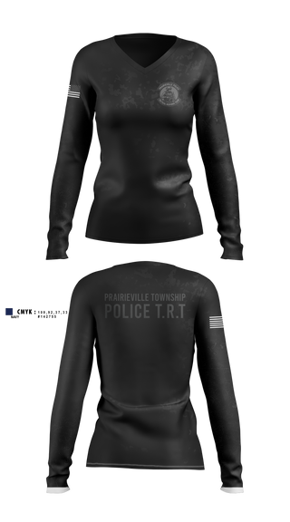 Womens Long Sleeve Vneck Shirt, Prairieville Township police, Police, Teamtime, Team time, sublimation, custom sports apparel, team uniforms, spirit wear, spiritwear, sports uniforms, custom shirts, team store, custom team store, fundraiser sports, apparel fundraiser