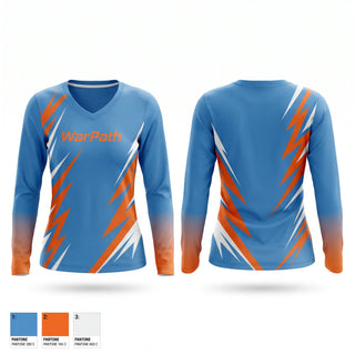 Womens Long Sleeve Vneck Shirt, WarPath, Softball, Teamtime, Team time, sublimation, custom sports apparel, team uniforms, spirit wear, spiritwear, sports uniforms, custom shirts, team store, custom team store, fundraiser sports, apparel fundraiser