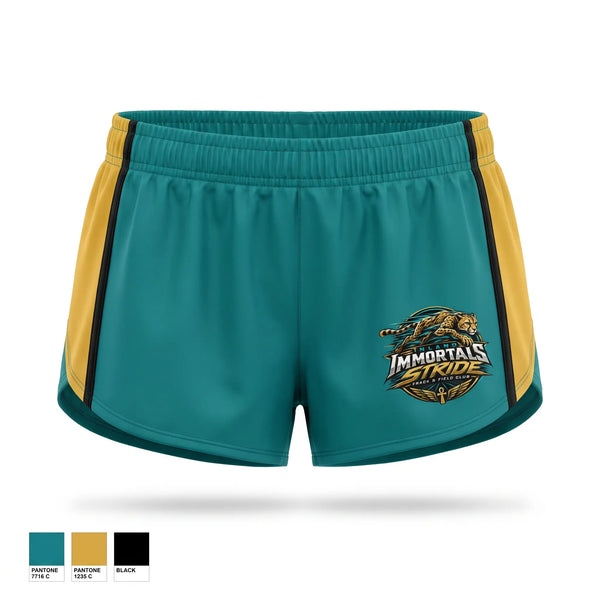 Womens Shorts, Inland Immortals STRIDE, Track & Field, Teamtime, Team time, sublimation, custom sports apparel, team uniforms, spirit wear, spiritwear, sports uniforms, custom shirts, team store, custom team store, fundraiser sports, apparel fundraiser