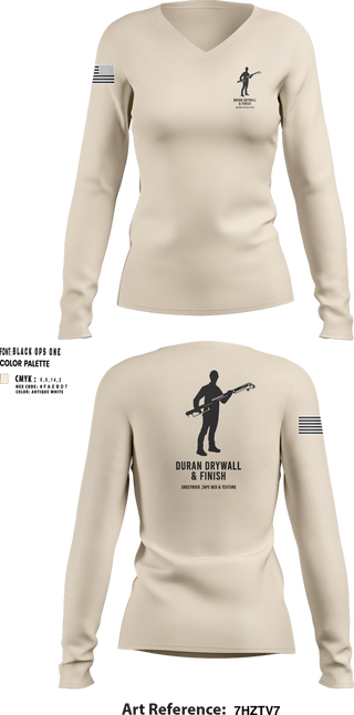 Womens Long Sleeve Vneck Shirt, Duran Drywall & Finish, , Teamtime, Team time, sublimation, custom sports apparel, team uniforms, spirit wear, spiritwear, sports uniforms, custom shirts, team store, custom team store, fundraiser sports, apparel fundraiser
