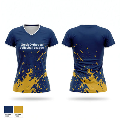 Greek Orthodox Volleyball League 97213591 Women's Short Sleeve V-neck Shirt - 1