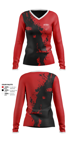 Womens Long Sleeve Vneck Shirt, Oak Ridge Youth Association, Softball, Teamtime, Team time, sublimation, custom sports apparel, team uniforms, spirit wear, spiritwear, sports uniforms, custom shirts, team store, custom team store, fundraiser sports, apparel fundraiser