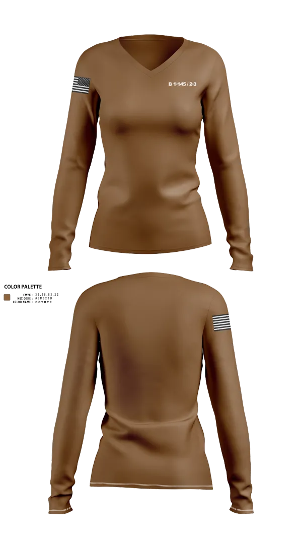 Womens Long Sleeve Vneck Shirt, B 1-145 / 2-3, , Teamtime, Team time, sublimation, custom sports apparel, team uniforms, spirit wear, spiritwear, sports uniforms, custom shirts, team store, custom team store, fundraiser sports, apparel fundraiser
