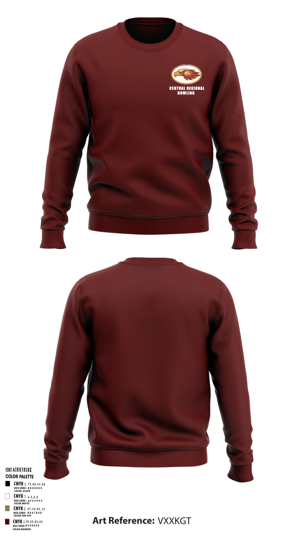 Crew Neck Sweatshirt, Central Regional High School Bowling, Bowling, Teamtime, Team time, sublimation, custom sports apparel, team uniforms, spirit wear, spiritwear, sports uniforms, custom shirts, team store, custom team store, fundraiser sports, apparel fundraiser
