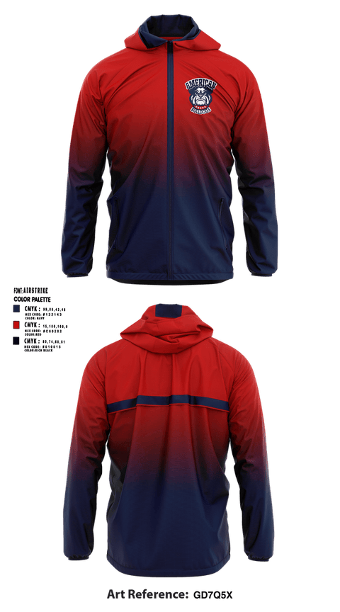 Windbreaker, American Bulldogs, Softball, Teamtime, Team time, sublimation, custom sports apparel, team uniforms, spirit wear, spiritwear, sports uniforms, custom shirts, team store, custom team store, fundraiser sports, apparel fundraiser