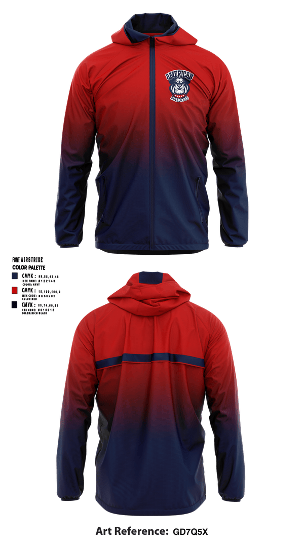 Windbreaker, American Bulldogs, Softball, Teamtime, Team time, sublimation, custom sports apparel, team uniforms, spirit wear, spiritwear, sports uniforms, custom shirts, team store, custom team store, fundraiser sports, apparel fundraiser