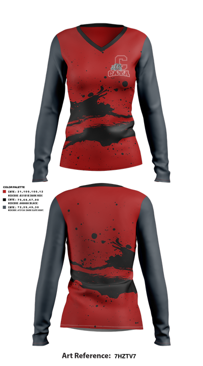 CAYA 85687424 Women's Long Sleeve V-neck Shirt - 1