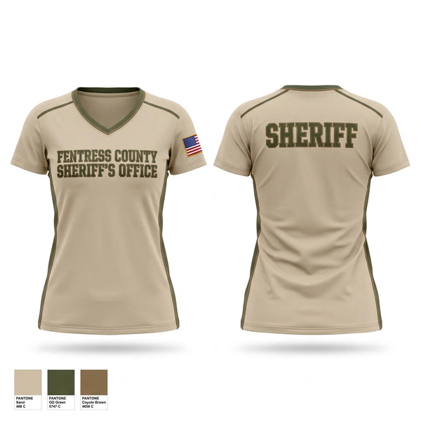 Womens Short Sleeve Vneck Shirt, Fentress County Sheriff’s Office, Police, Teamtime, Team time, sublimation, custom sports apparel, team uniforms, spirit wear, spiritwear, sports uniforms, custom shirts, team store, custom team store, fundraiser sports, apparel fundraiser
