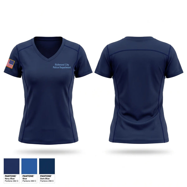 Womens Short Sleeve Vneck Shirt, Richmond City Police Department, Police, Teamtime, Team time, sublimation, custom sports apparel, team uniforms, spirit wear, spiritwear, sports uniforms, custom shirts, team store, custom team store, fundraiser sports, apparel fundraiser