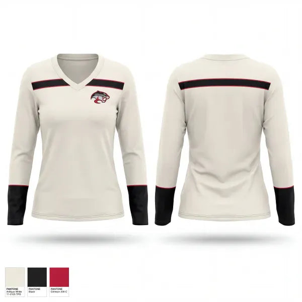 Womens Long Sleeve Vneck Shirt, Cougars, Men's Basketball, Teamtime, Team time, sublimation, custom sports apparel, team uniforms, spirit wear, spiritwear, sports uniforms, custom shirts, team store, custom team store, fundraiser sports, apparel fundraiser