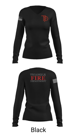Womens Long Sleeve Vneck Shirt, Triangle Fire Department, Fire Department, Teamtime, Team time, sublimation, custom sports apparel, team uniforms, spirit wear, spiritwear, sports uniforms, custom shirts, team store, custom team store, fundraiser sports, apparel fundraiser