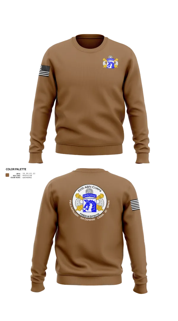 Crew Neck Sweatshirt, XVIII Airborne Corps G34 FIRES, Army, Teamtime, Team time, sublimation, custom sports apparel, team uniforms, spirit wear, spiritwear, sports uniforms, custom shirts, team store, custom team store, fundraiser sports, apparel fundraiser