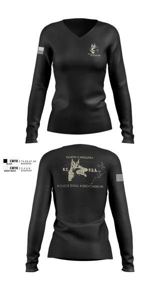 Womens Long Sleeve Vneck Shirt, North Carolina Police Dog Association, Police, Teamtime, Team time, sublimation, custom sports apparel, team uniforms, spirit wear, spiritwear, sports uniforms, custom shirts, team store, custom team store, fundraiser sports, apparel fundraiser