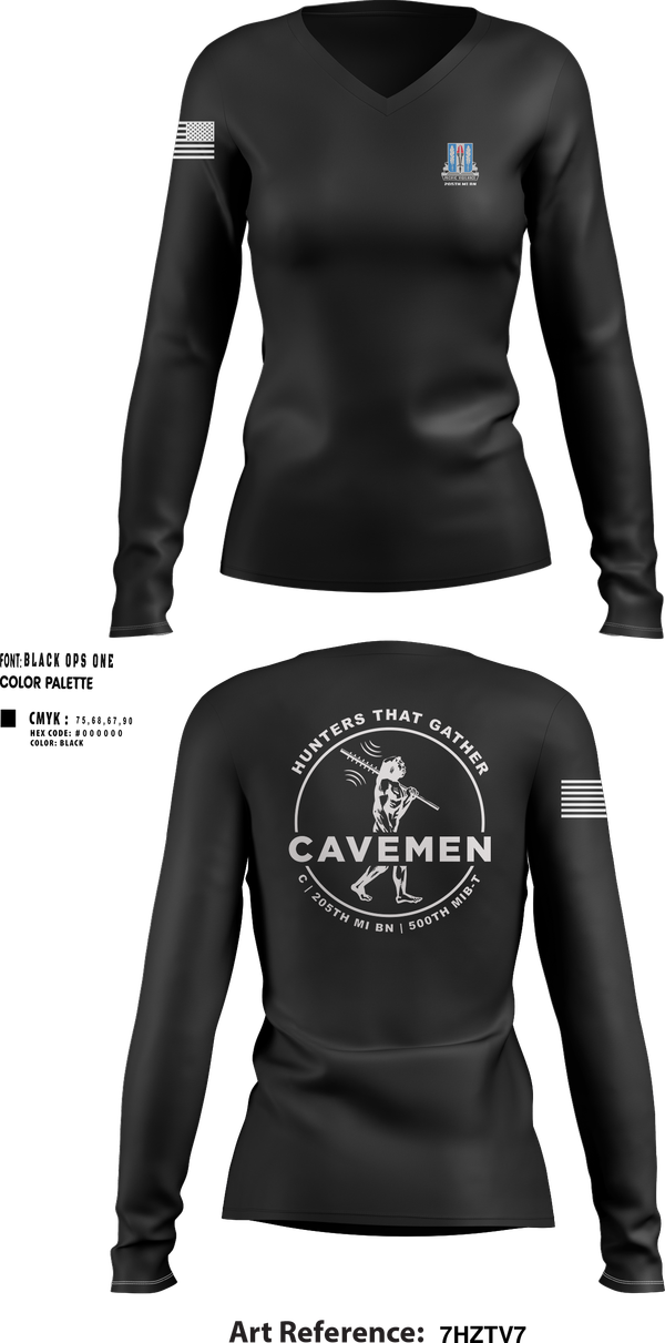 Womens Long Sleeve Vneck Shirt, C / 205th MI BN / 500th MIB-T, , Teamtime, Team time, sublimation, custom sports apparel, team uniforms, spirit wear, spiritwear, sports uniforms, custom shirts, team store, custom team store, fundraiser sports, apparel fundraiser