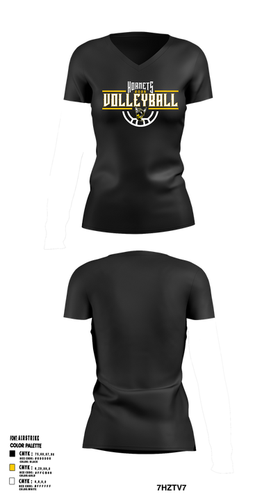 Fulton Hornets Volleyball 2109718 Women's Short Sleeve V-neck Shirt - 1
