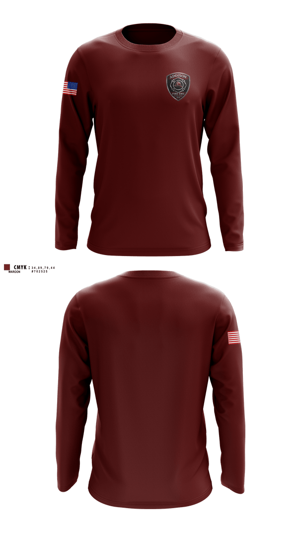Long Sleeve Performance Shirt, Addison volunteer, Fire Department, Teamtime, Team time, sublimation, custom sports apparel, team uniforms, spirit wear, spiritwear, sports uniforms, custom shirts, team store, custom team store, fundraiser sports, apparel fundraiser