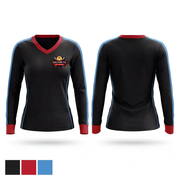 Womens Long Sleeve Vneck Shirt, Coalition CTX, Softball, Teamtime, Team time, sublimation, custom sports apparel, team uniforms, spirit wear, spiritwear, sports uniforms, custom shirts, team store, custom team store, fundraiser sports, apparel fundraiser