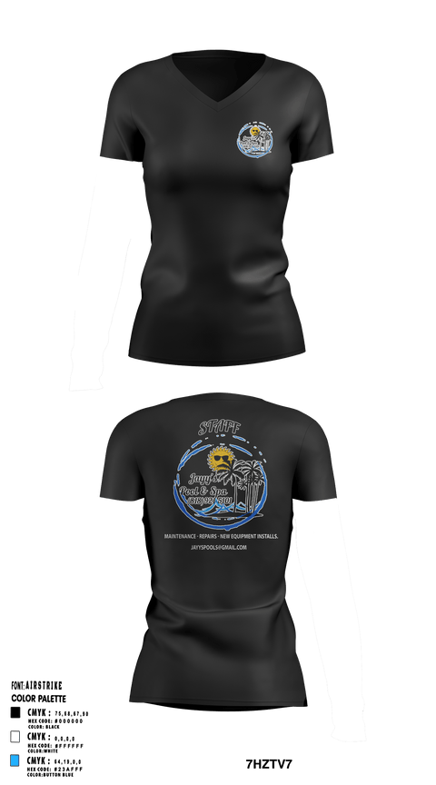Jayy’s pool and spa 55938690 Women's Short Sleeve V-neck Shirt - 1
