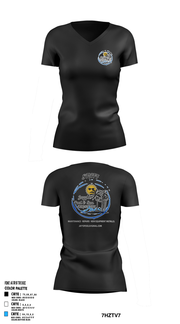 Jayy’s pool and spa 55938690 Women's Short Sleeve V-neck Shirt - 1