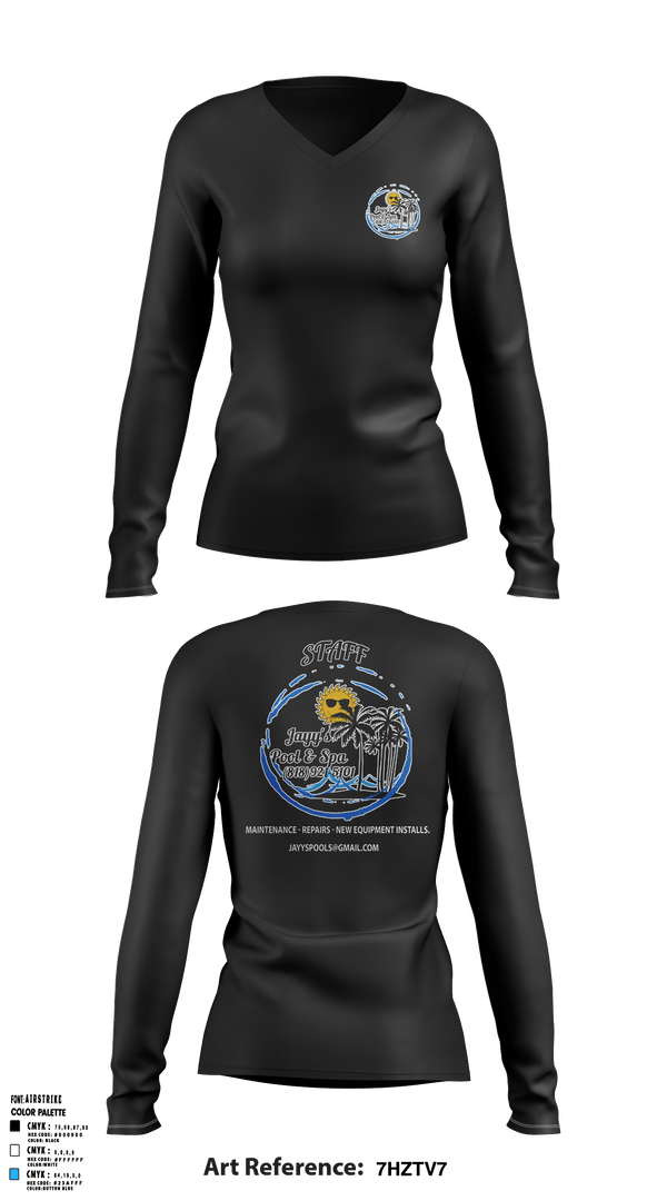 Jayy’s pool and spa 55938690 Women's Long Sleeve V-neck Shirt - 1