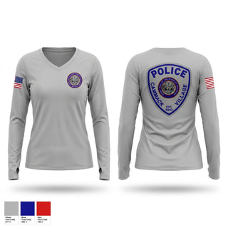 Womens Long Sleeve Vneck Shirt, Cammack Village Police Department, Police, Teamtime, Team time, sublimation, custom sports apparel, team uniforms, spirit wear, spiritwear, sports uniforms, custom shirts, team store, custom team store, fundraiser sports, apparel fundraiser
