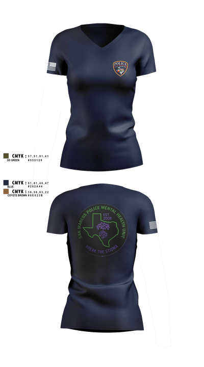 SMPD Mental Health Unit 50608252 Women's Short Sleeve V-neck Shirt -1