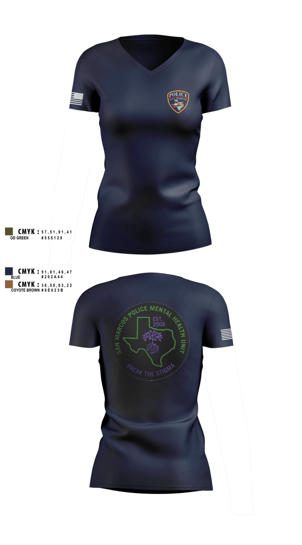SMPD Mental Health Unit 50608252 Women's Short Sleeve V-neck Shirt -1
