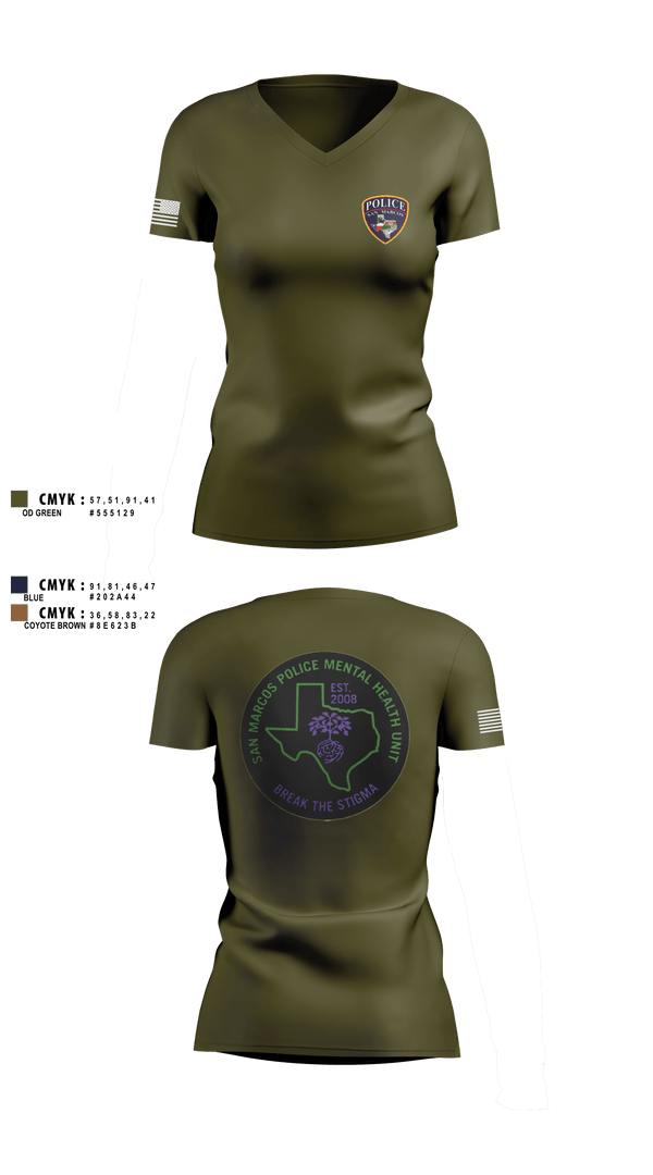 SMPD Mental Health Unit 50608252 Women's Short Sleeve V-neck Shirt -2