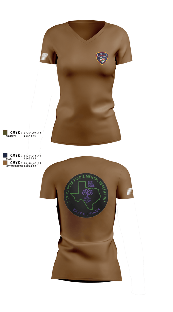 SMPD Mental Health Unit 50608252 Women's Short Sleeve V-neck Shirt -3