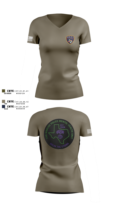 SMPD Mental Health Unit 50608252 Women's Short Sleeve V-neck Shirt - 4