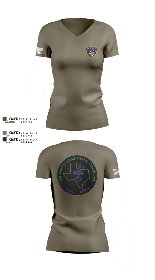 SMPD Mental Health Unit 50608252 Women's Short Sleeve V-neck Shirt - 4