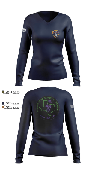 SMPD Mental Health Unit 50608252 Women's Long Sleeve V-neck Shirt - 1