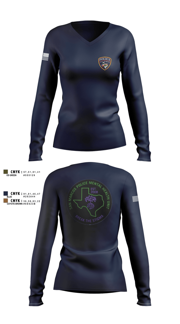 SMPD Mental Health Unit 50608252 Women's Long Sleeve V-neck Shirt - 1