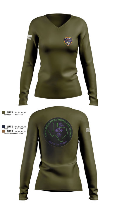 SMPD Mental Health Unit 50608252 Women's Long Sleeve V-neck Shirt - 2