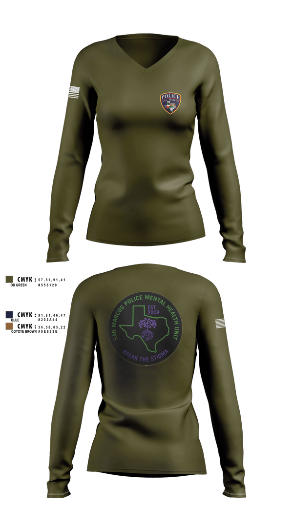 SMPD Mental Health Unit 50608252 Women's Long Sleeve V-neck Shirt - 2