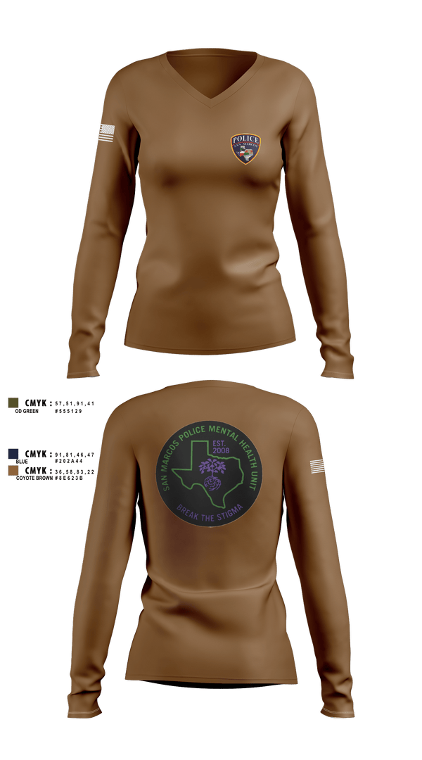 SMPD Mental Health Unit 50608252 Women's Long Sleeve V-neck Shirt - 3
