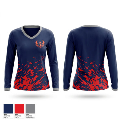 Lady Phoenix Women's Long Sleeve V-neck Shirt - 1