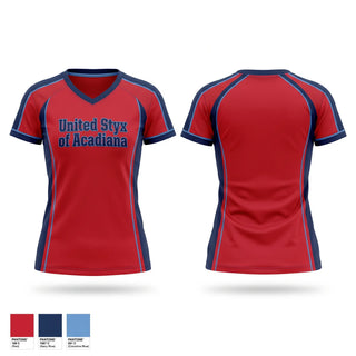 Womens Short Sleeve Vneck Shirt, United Styx of Acadiana, Baseball, Teamtime, Team time, sublimation, custom sports apparel, team uniforms, spirit wear, spiritwear, sports uniforms, custom shirts, team store, custom team store, fundraiser sports, apparel fundraiser