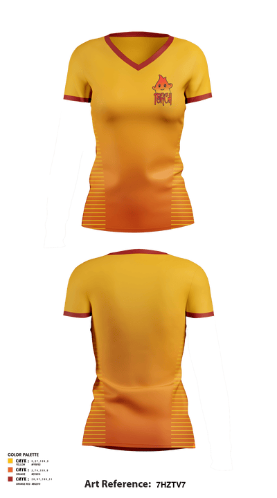 TORCH 1756275 Women's Short Sleeve V-neck Shirt -1