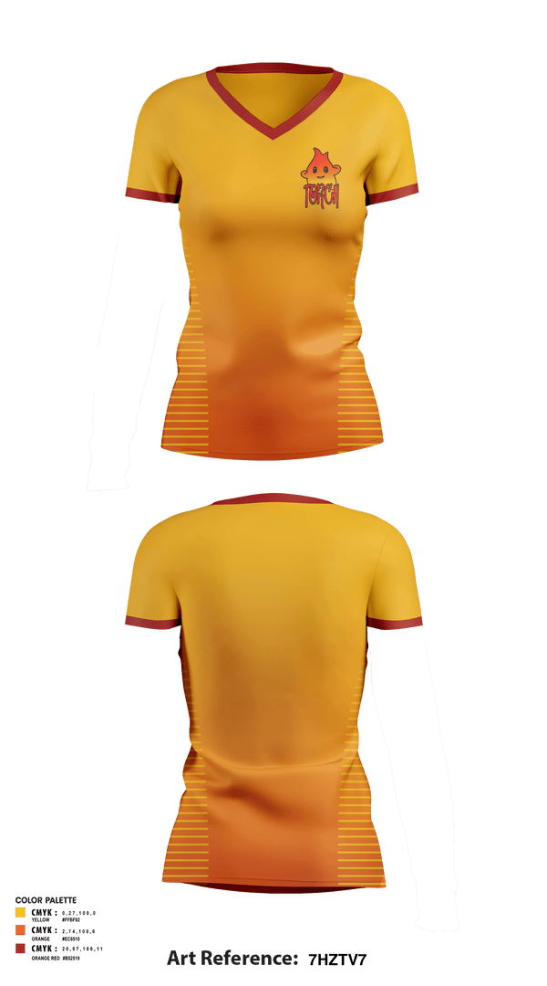 TORCH 1756275 Women's Short Sleeve V-neck Shirt -1