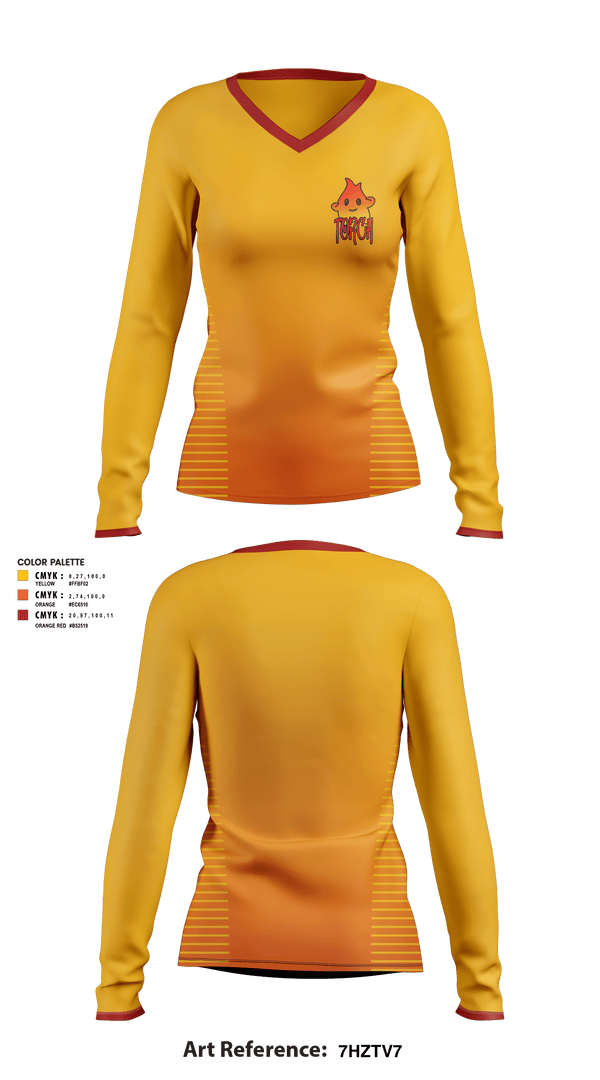 TORCH 1756275 Women's Long Sleeve V-neck Shirt -1