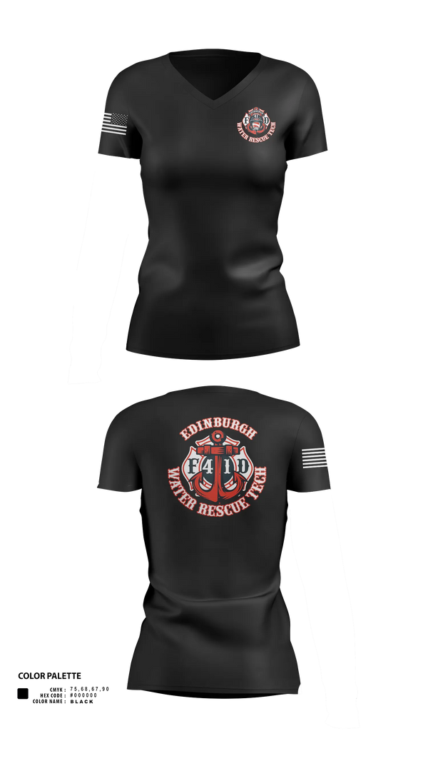Womens Short Sleeve Vneck Shirt, Edinburgh Water Rescue, Fire Department, Teamtime, Team time, sublimation, custom sports apparel, team uniforms, spirit wear, spiritwear, sports uniforms, custom shirts, team store, custom team store, fundraiser sports, apparel fundraiser