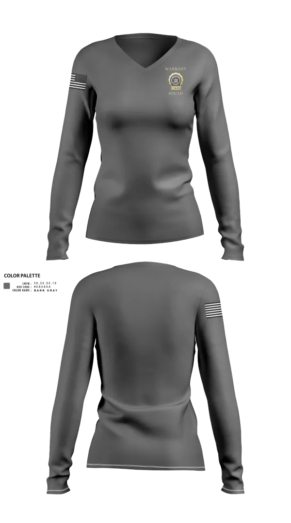 Womens Long Sleeve Vneck Shirt, NCSD Warrant Squad, , Teamtime, Team time, sublimation, custom sports apparel, team uniforms, spirit wear, spiritwear, sports uniforms, custom shirts, team store, custom team store, fundraiser sports, apparel fundraiser