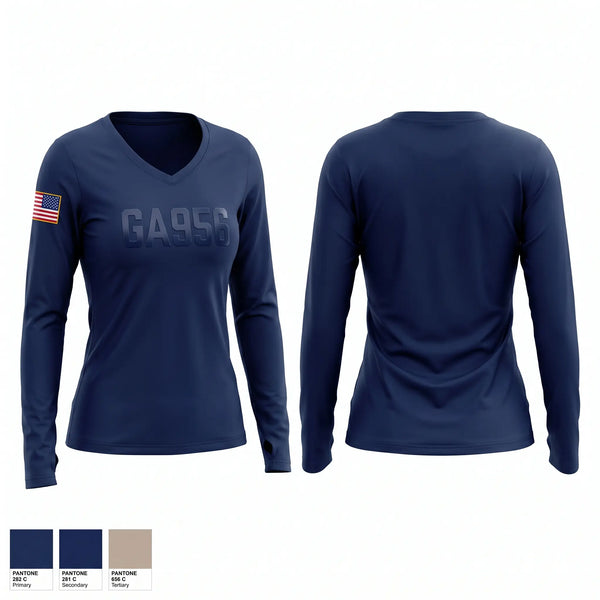 Womens Long Sleeve Vneck Shirt, GA-956, Air Force, Teamtime, Team time, sublimation, custom sports apparel, team uniforms, spirit wear, spiritwear, sports uniforms, custom shirts, team store, custom team store, fundraiser sports, apparel fundraiser
