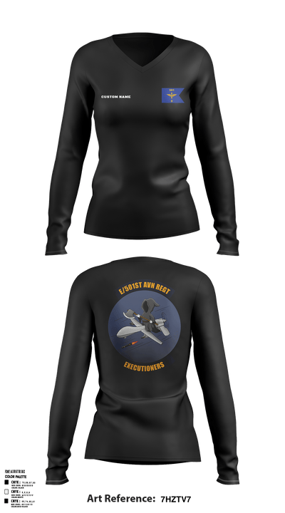 E 501st 1 AD, CAB AVMX 41273123 Women's Long Sleeve V-neck Shirt - 1